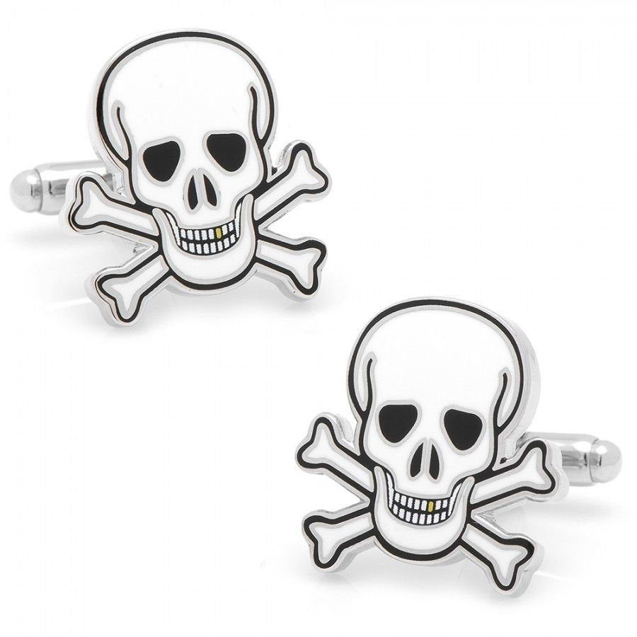 Skull and Crossbones Cufflinks Skeleton Jack Cuff Links White Black Cufflinks Image 1