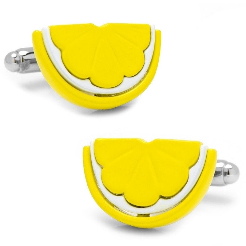 Lemon Slice Chef Fruit Food Cufflinks Cuff Links White Elephant Gifts Image 1