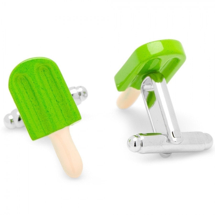 Hot Summer Green Lime Popsicle Cufflinks Cuff Links White Elephant Gifts Image 2