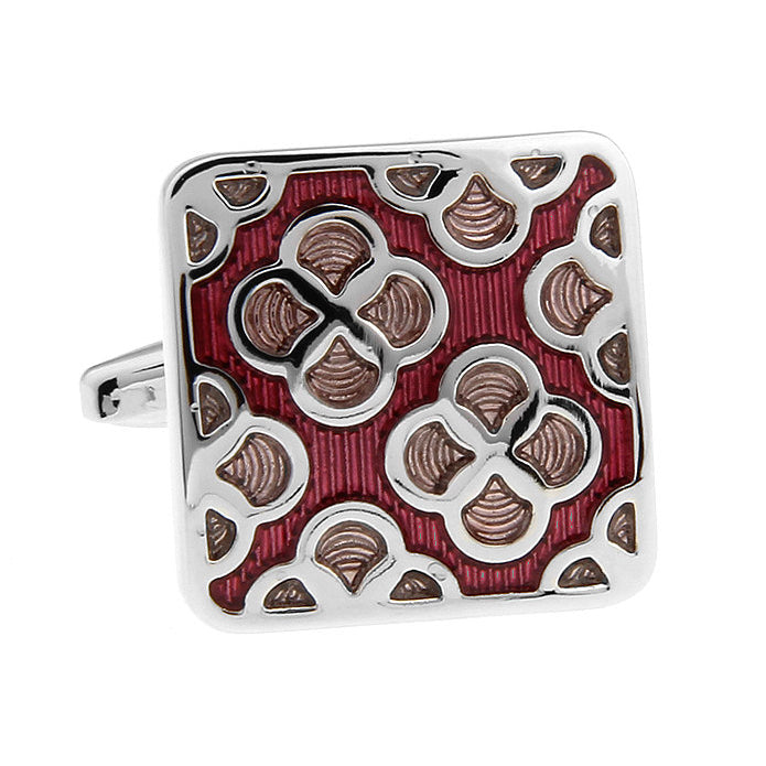 Blush Rose Red Maze Designer Cufflinks Cuff Links Image 1