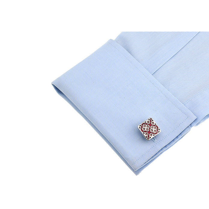 Blush Rose Red Maze Designer Cufflinks Cuff Links Image 2