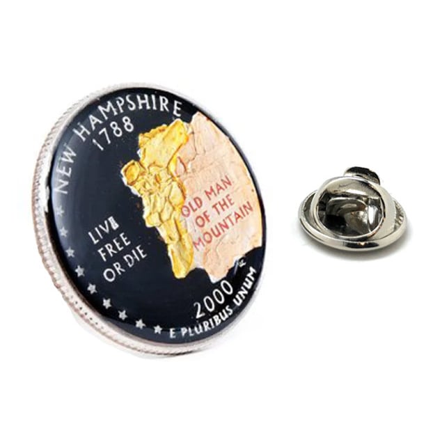 Enamel Pin Hampshire State Quarter Enamel Coin Lapel Pin Tie Tack Hand Painted Collector Black Edition Missionary Hard Image 1