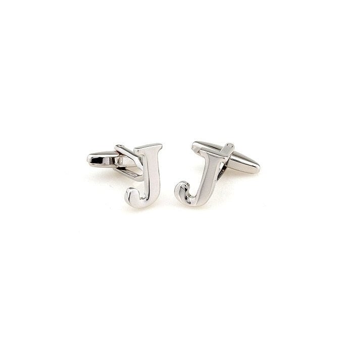 Classic "J" Cufflinks Silver Tone Initial Alaphabet Cut Letters J Cuff Links Groom Father Bride Wedding Box Fathers Day Image 2