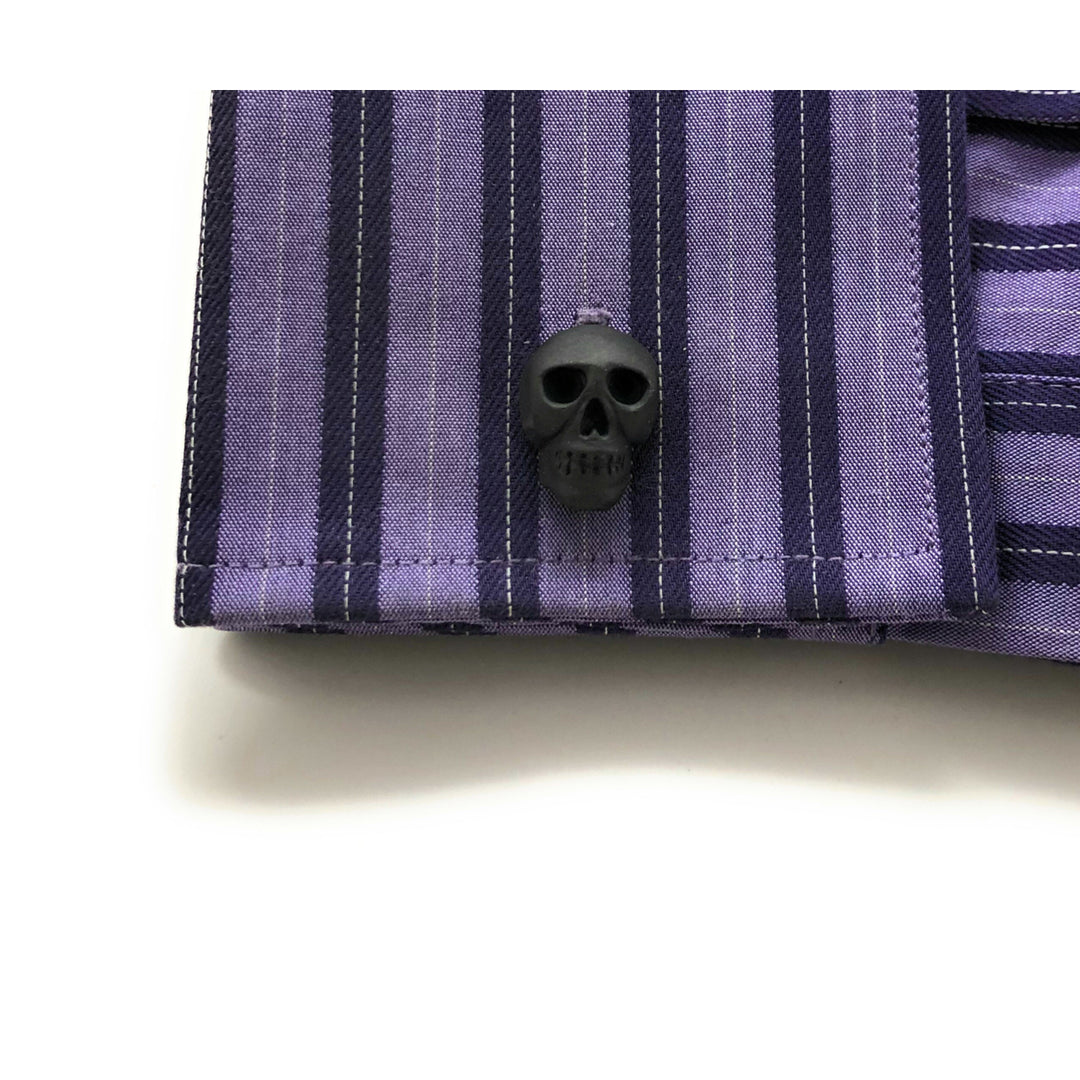 Iron Black Skull Cufflinks Head 3D Design Heavy Cuff Links Comes with gift Box Image 4