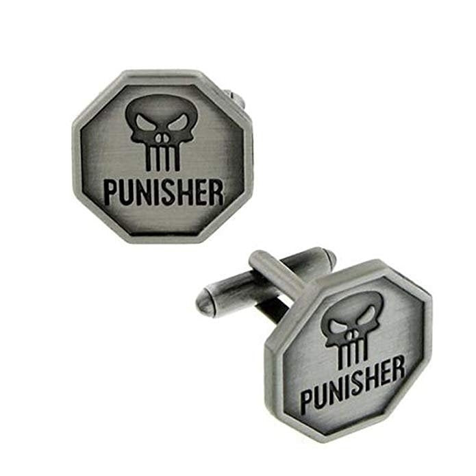 Enamel Vintage Punisher Skull Cufflinks Super Hero Cuff Links Husband Gifts for Dad Gifts for Him Image 1