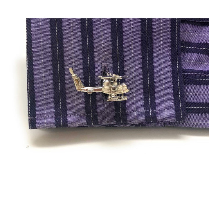 Helicopter Cufflinks Silver tone 3D military fun wear Heavy metal planes Cufflinks Image 4