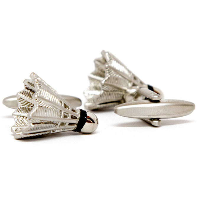 Silver Cufflinks Sports Cufflinks Badminton Cufflinks shuttlecock Birdie Silver tone Cuff Links Image 4