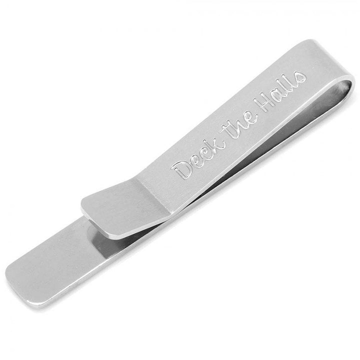 Tie Bar Deck the Halls Hidden Message Holiday Green Tie Bar Engraved on the back of the Tie Bar Image 2