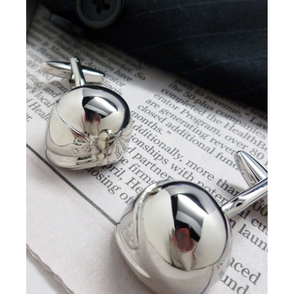 Road Bike Helmet Cufflinks Motorcycle Speed Bullet Silver Tone 3D Cuff Links Image 2