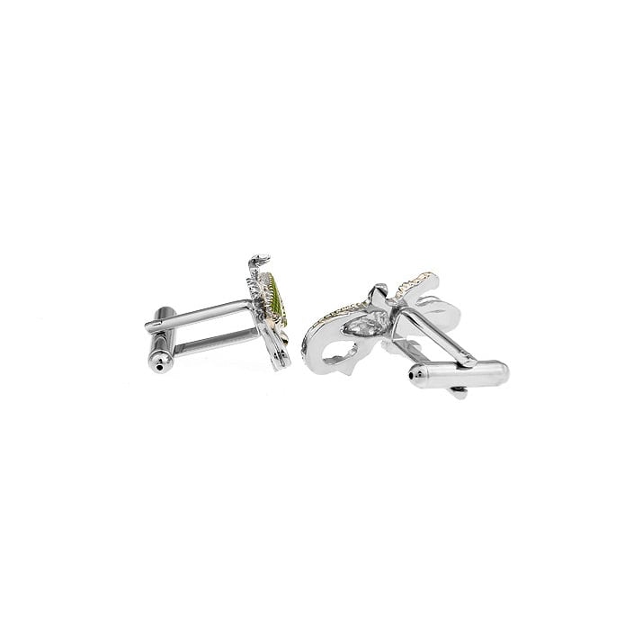 Alligator Cufflinks Silver Tone Green Enamel Crocodile Cuff Links Image 3