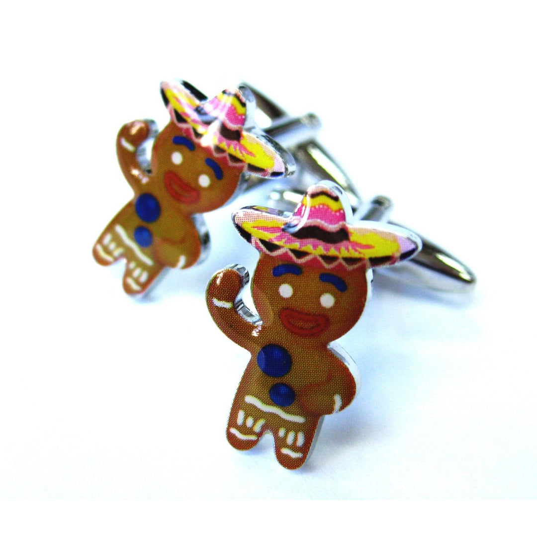 Gingerbread Man Cufflinks Not the buttons Cuff Links Christmas Halloween Movies white elephant gifts Image 1