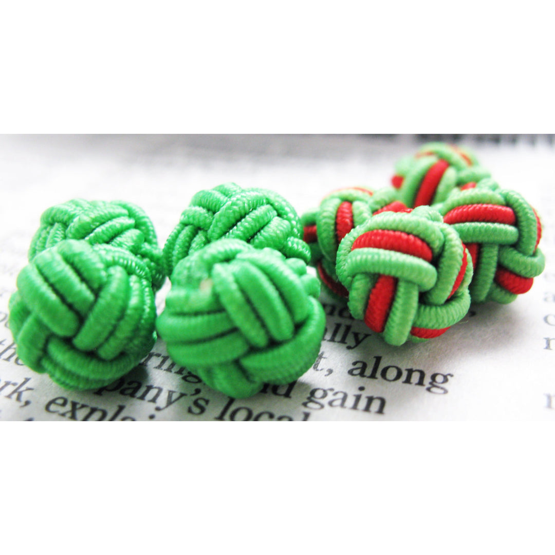 Fields of Green Twist Silk Knot Cufflinks Forest Green Rudolf Red Bound Cuff Links Image 1