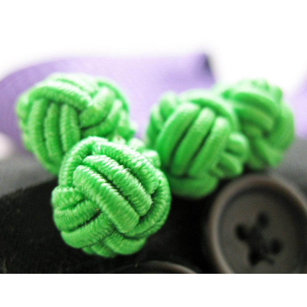 Fields of Green Twist Silk Knot Cufflinks Forest Green Rudolf Red Bound Cuff Links Image 2