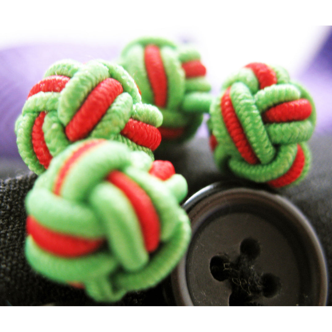 Fields of Green Twist Silk Knot Cufflinks Forest Green Rudolf Red Bound Cuff Links Image 3