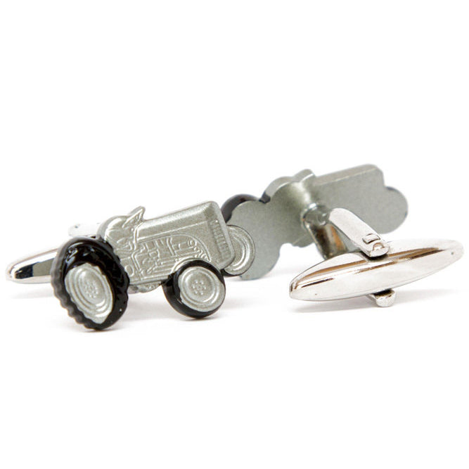 Farm Tractor Cufflinks Old-School Silver Tone Cuff Links Image 3