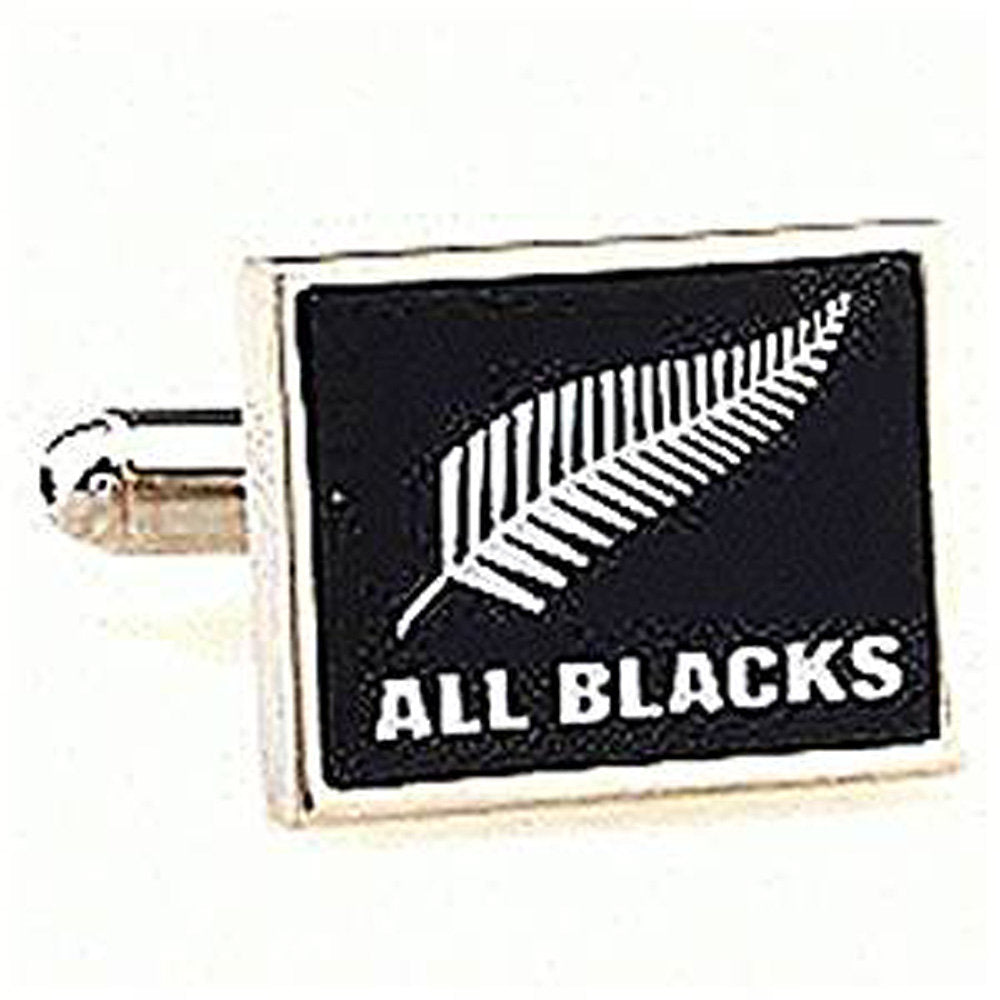 All Blacks Cufflinks Black Enamel Silver Toned Rugby Cuff Links Image 1