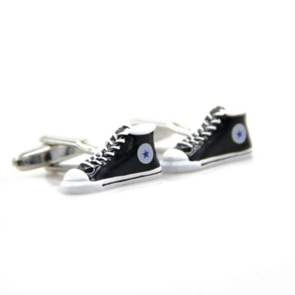 High Top Sneaker Cufflinks Black White Enamel Tennis Shoe 3D Cuff Links white elephant gifts Image 2