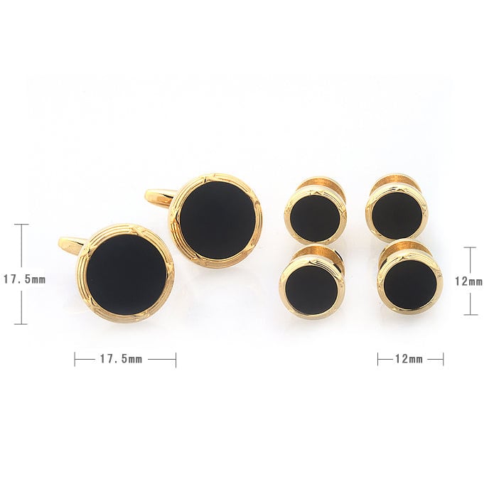 Gold Onyx Cufflinks with Matching Shirt Studs Silver with Cuff Links Shirt 4 Studs Comes with Gift Box Image 4