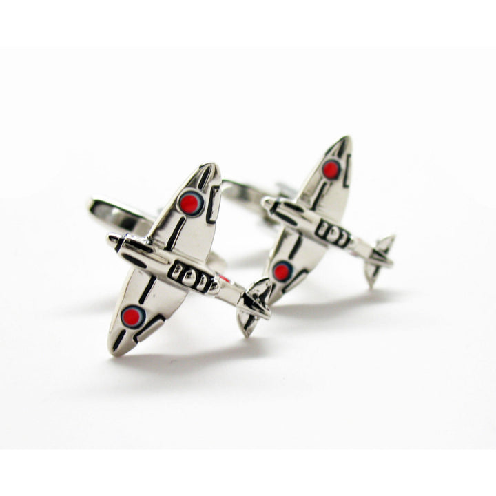 Silver Tone World War II Fighter Plane War Birds Cufflinks Cuff Links Image 1