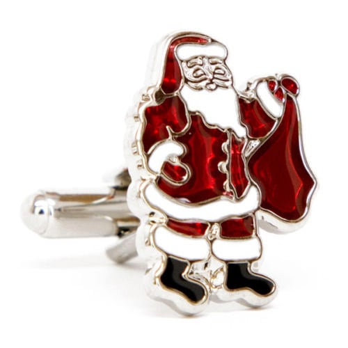 Christmas Cufflinks Tree and Santa Claus Winter Presents Cufflinks Holidays Party Cufflinks Cuff Links Image 3