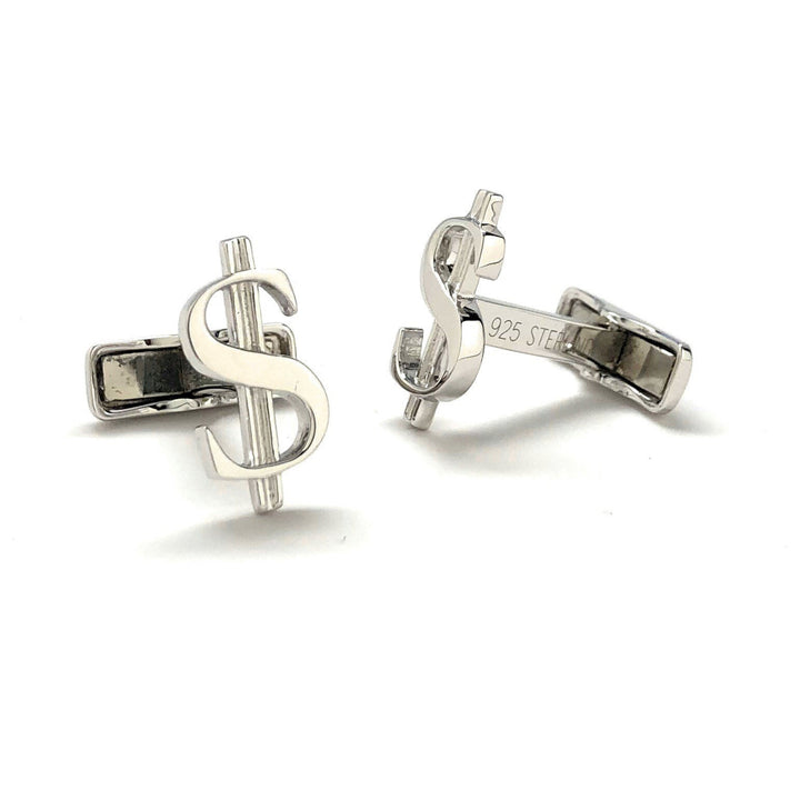 Sterling Silver Dollar Sign Financial Greenbacks Bankers Stock Broker Cuff Links Cufflinks Image 4