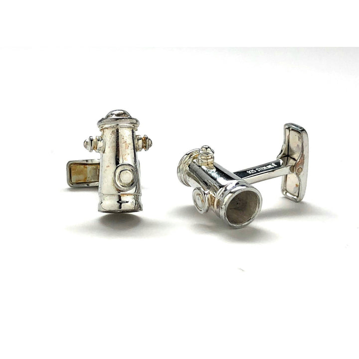 Sterling Silver Cufflinks Fire Hydrant Cufflinks Fire Fighters Hero Fireman Cuff Links Image 3