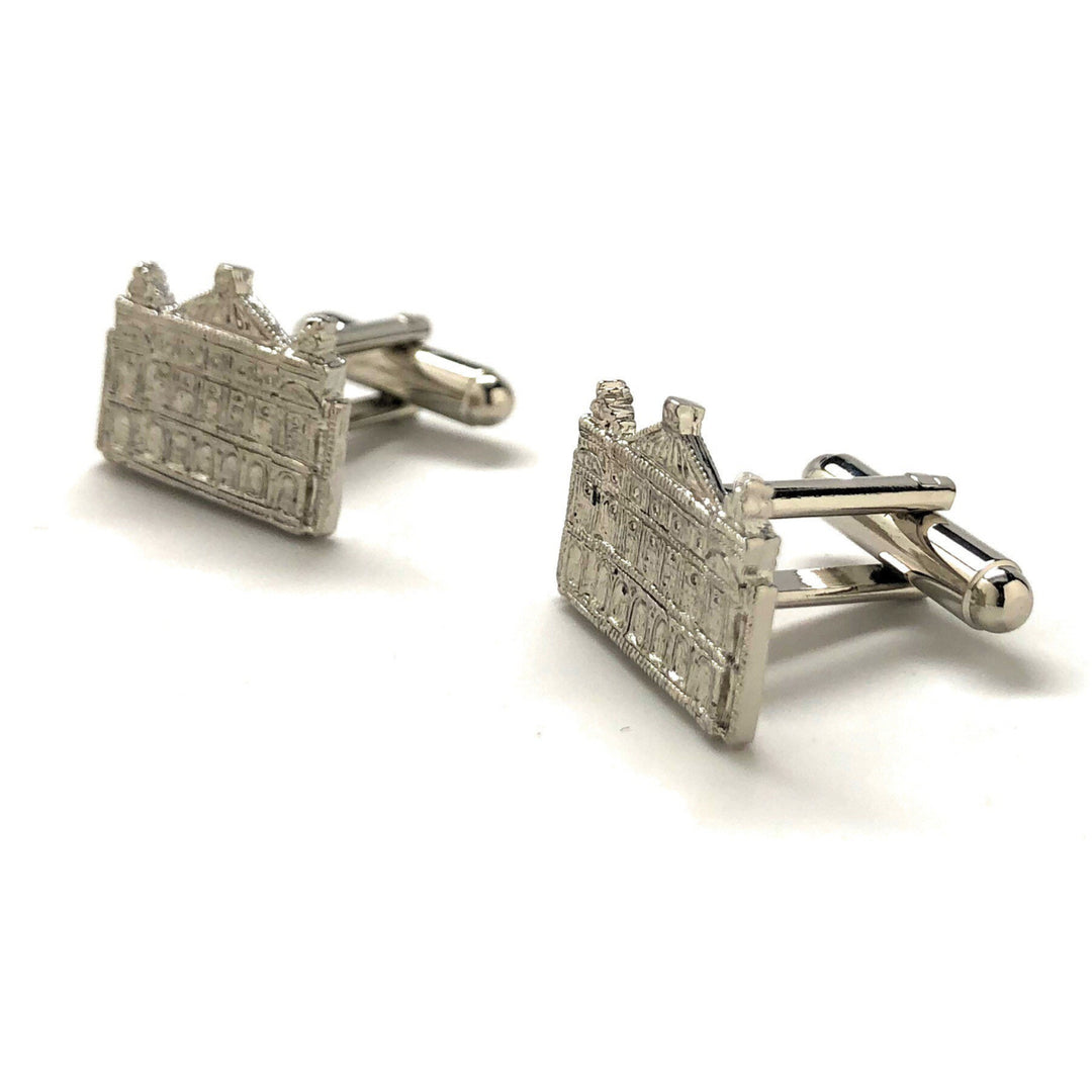 Whimsical Castle Cufflinks Silver Tone Palace Mansion Detailed Design Cuff Links Gifts for Dad Husband Gifts for Him Image 4