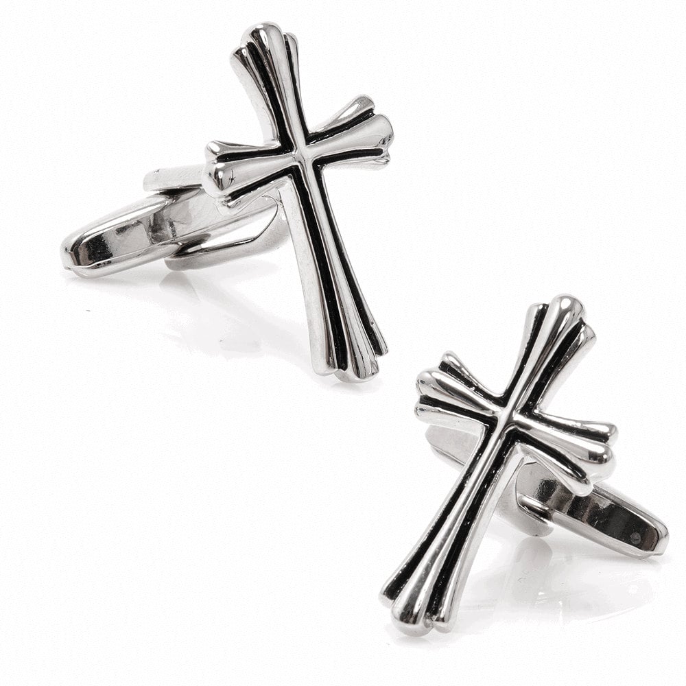 Distinctive Silver Cross Cufflinks Cuff Links Image 1