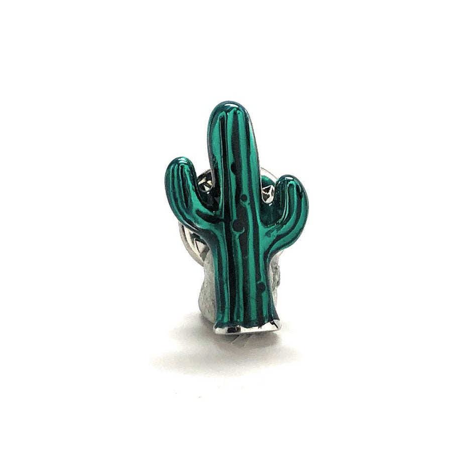 Green Enamel Catuts Lapel Pin Silver Tone Enamel Pin Desert Image 2