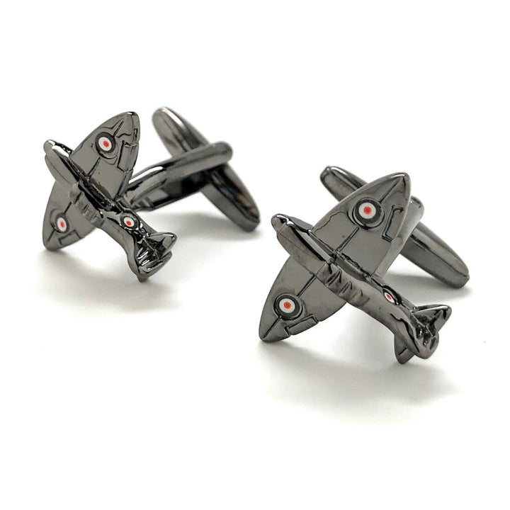 Gunmetal Spitfire Cufflinks British Airplane Supermarine RAF Special Edition Black Squadron CuffLinks WWII Aviation Image 4