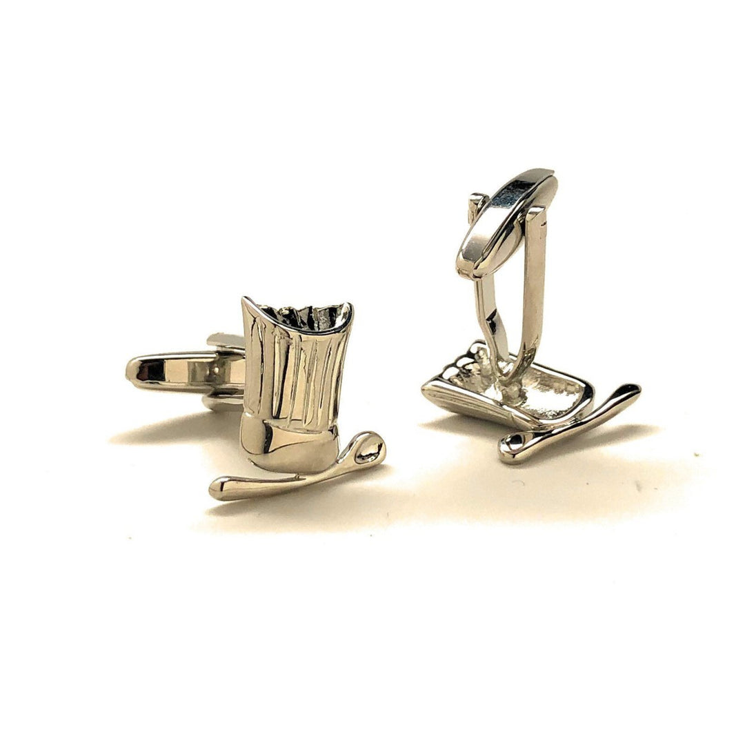 Chefs Hat and Spoon Cufflinks Bakers shinning Silver Tone Cuff Links Image 3