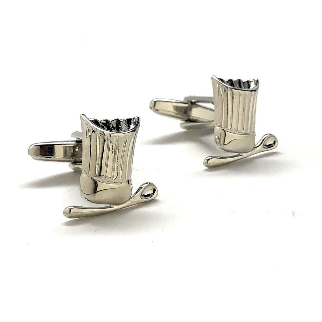 Chefs Hat and Spoon Cufflinks Bakers shinning Silver Tone Cuff Links Image 4