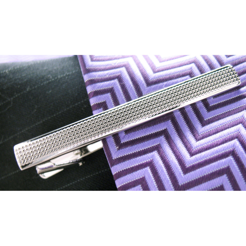 Tread Tie Bar Classic Shiny Silver Toned Clip Men Tie Clip Image 2