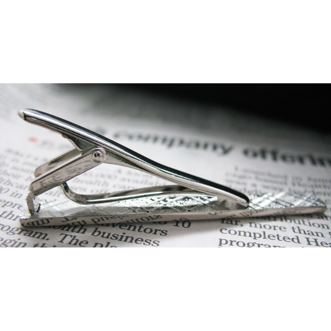 Tread Tie Bar Classic Shiny Silver Toned Clip Men Tie Clip Image 3