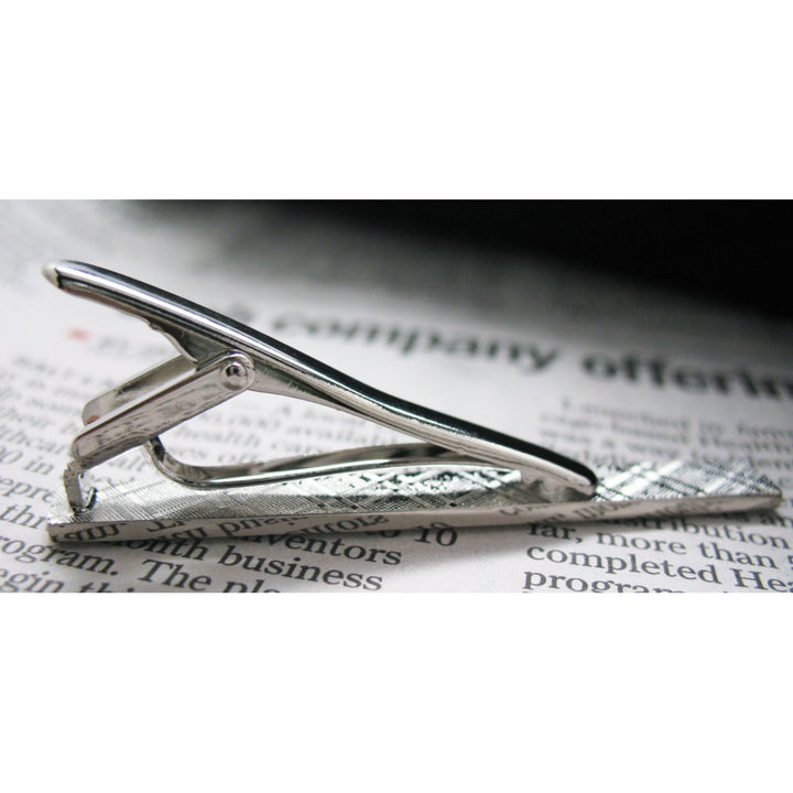 Tread Tie Bar Classic Shiny Silver Toned Clip Men Tie Clip Image 3