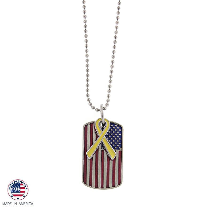 American Flag Dog Tags Show Your Patriotism USA Flag with Yellow Ribbon Necklace Silk Road Jewelry Image 1