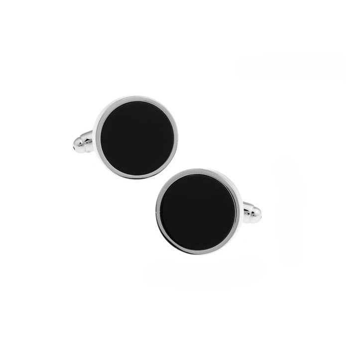 Black Onyx Like Round Cufflinks Dress Up Formal Events Best Cuff Links to Wear Sharp Classic Posh Fun Good Looking Comes Image 1