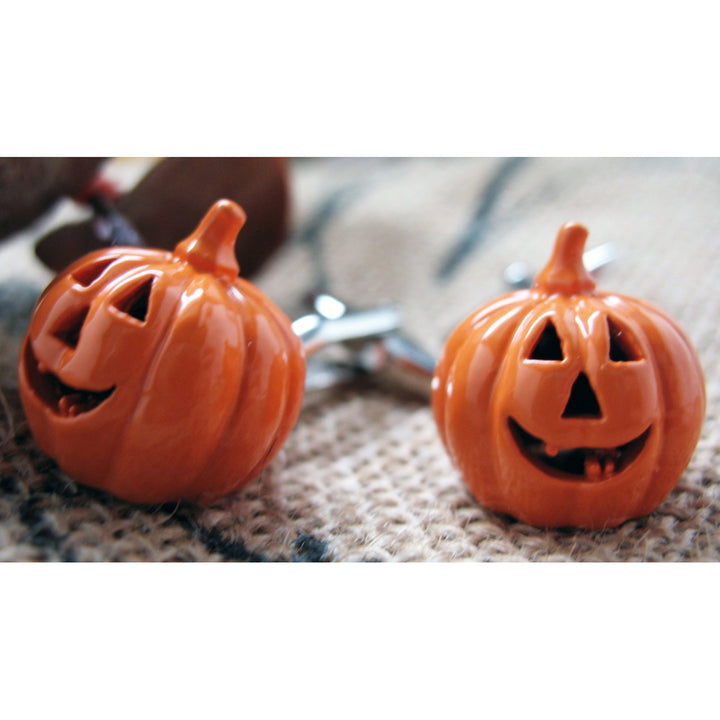 Halloween Cufflinks Pumpkin King Party Orange Enamel Cuff Links Comes with Gift Box Halloween Party Image 4