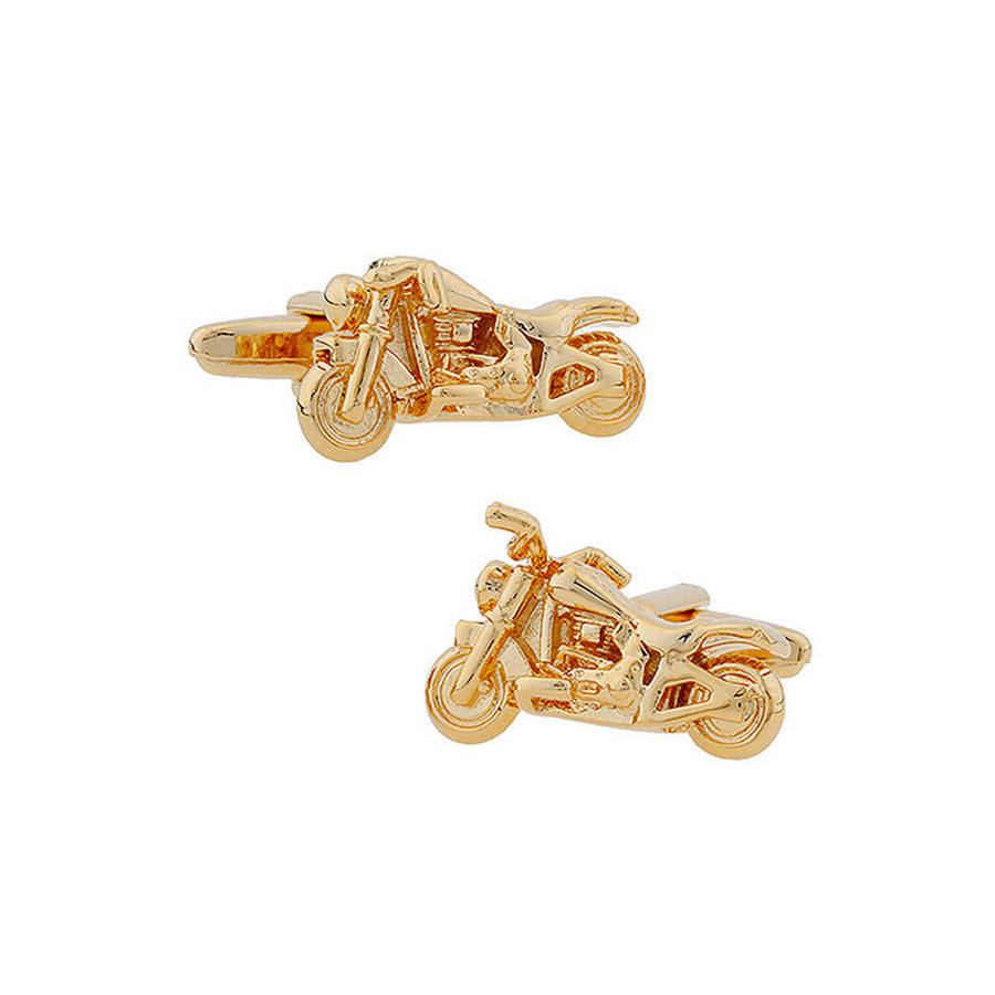 Gold Tone 3-D Motorcycle Cufflinks Easy Rider Hog Motorbike Cuff Links Image 1