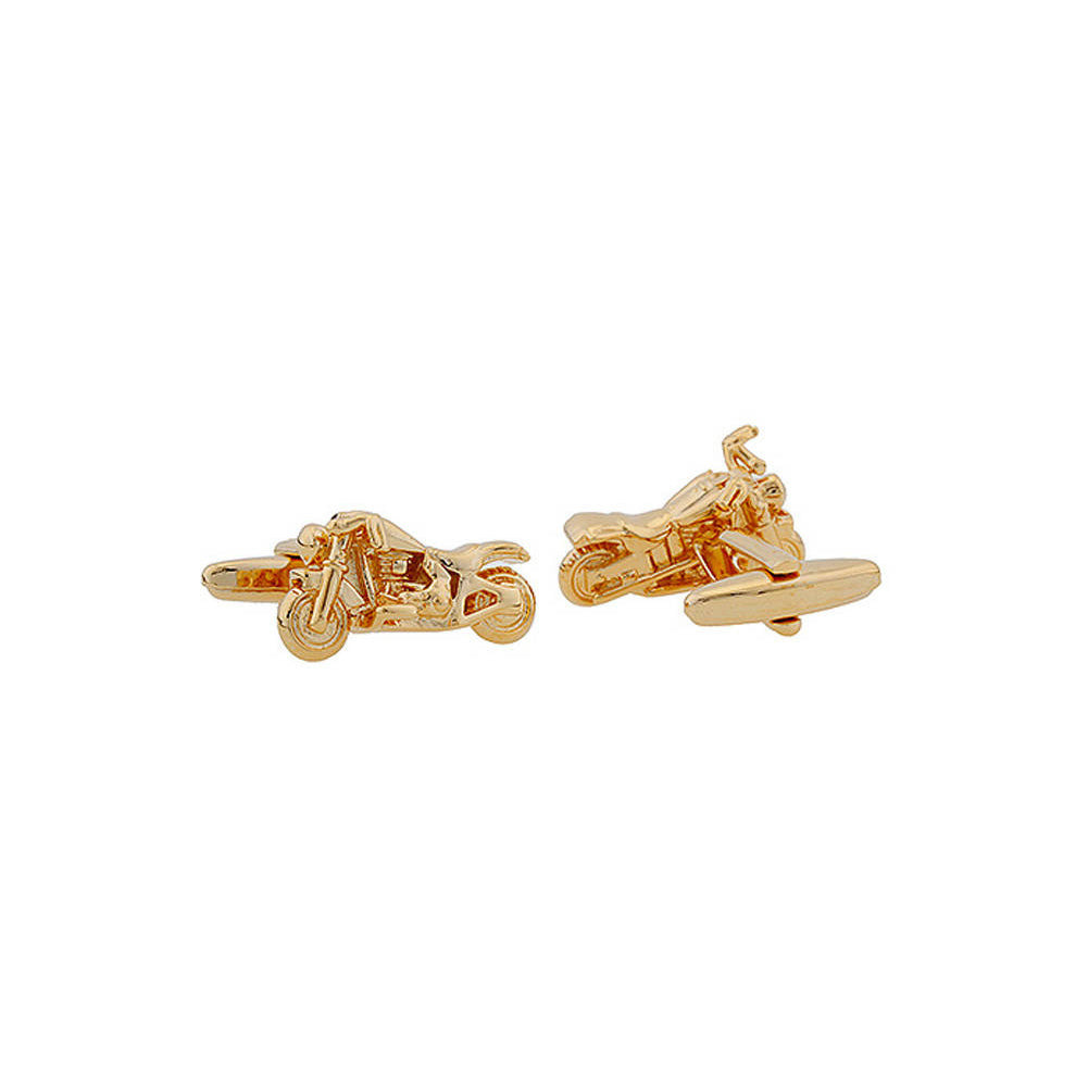 Gold Tone 3-D Motorcycle Cufflinks Easy Rider Hog Motorbike Cuff Links Image 2