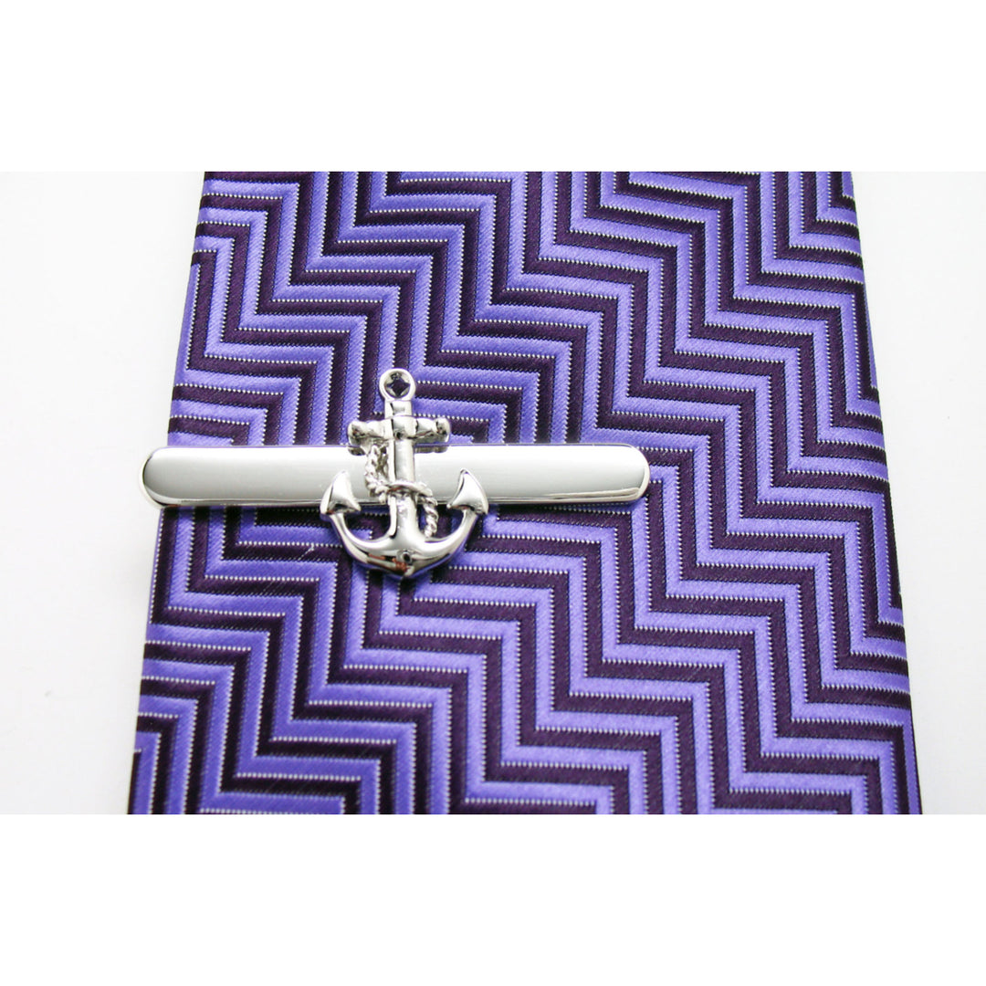 Silver Tone Anchor Boat Ocean Tie Clip Image 2