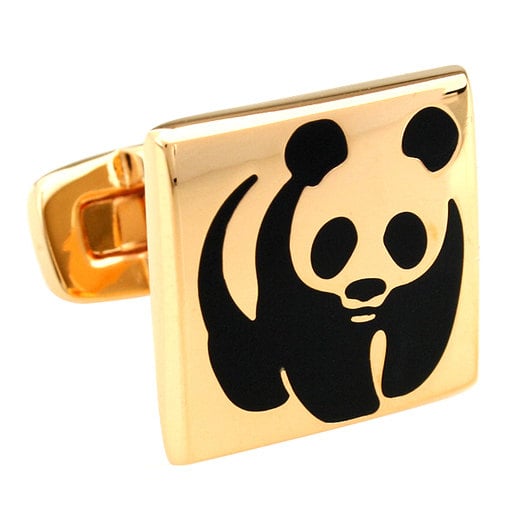 Gold Panda Cufflinks Gold Walking Panda Bear Cufflinks Whale Tail Backing Cufflinks Cuff Links Animal Jewelry Bear Stuff Image 1