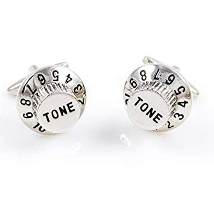 Tone Dial Cufflinks Unique Silver Volume Knob Crank it Up Tone Dial Cufflinks Cuff Links Image 1