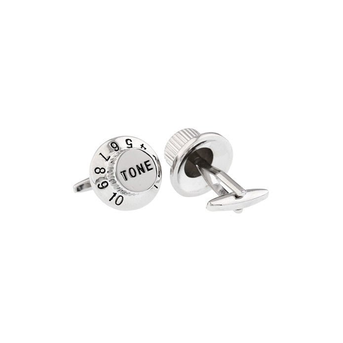 Tone Dial Cufflinks Unique Silver Volume Knob Crank it Up Tone Dial Cufflinks Cuff Links Image 2