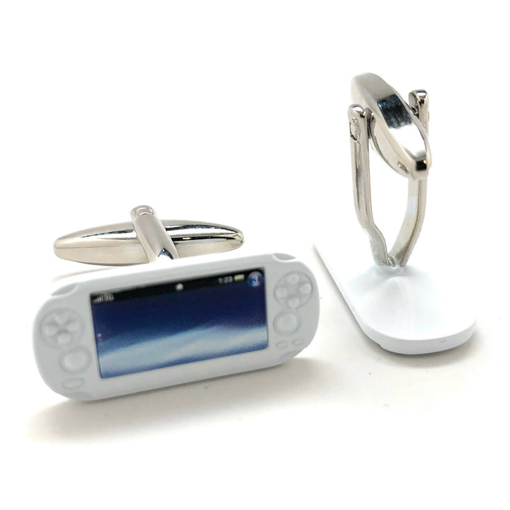 Handheld Video Game Cufflinks White Video Gamer Cuff Links Retro Fun Nerdy Cool Unique White Elephant Gifts Image 3