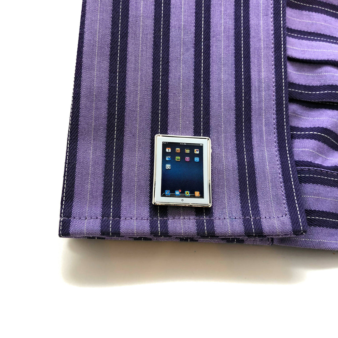 Tablet Computer Cufflinks White Edition Nerdy Party Master Unique Very Cool Fun Cuff Links Handheld Cuff Links Comes Image 4