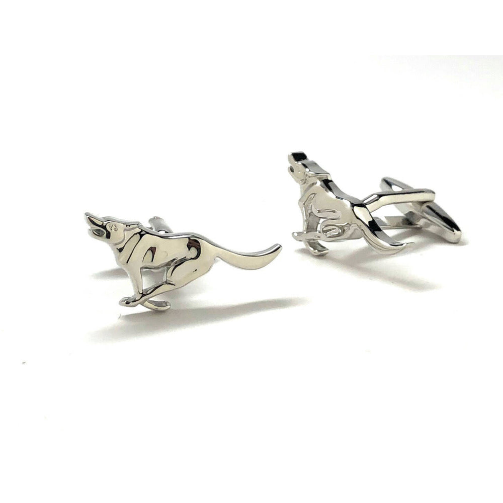 Running Retriever Dog Cufflinks Silver Tone 3D Design Good Times Fun Cool Unique Cuff Links Gift Box Image 2