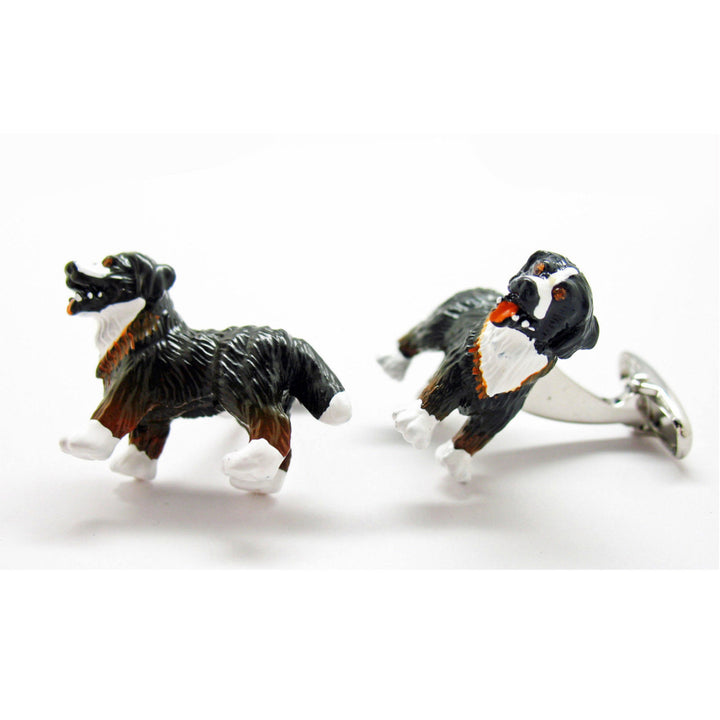 Dog Cufflinks Border Collie Dog 3D Black and White Enamel Cuff Links Custom Cufflinks Image 3