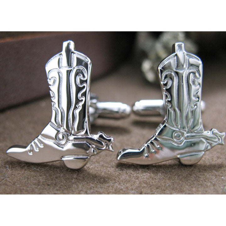 Special Discount Western Cowboy Boots Cufflinks Antique Silver Tone Cuff Links Image 1