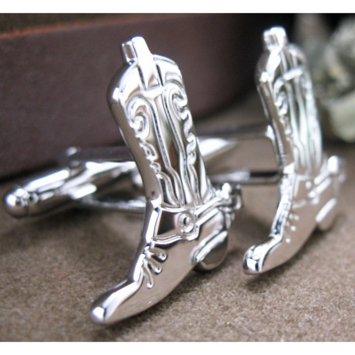 Special Discount Western Cowboy Boots Cufflinks Antique Silver Tone Cuff Links Image 2